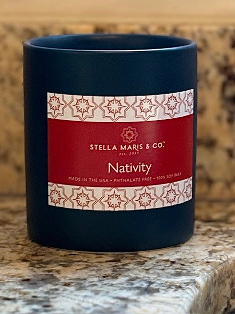 Navy Nativity Candle